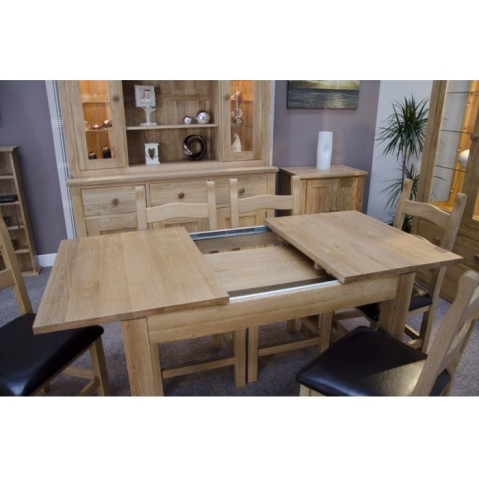 Opus Modern Oak Single Leaf Plain Top Extending Table Opus Modern Oak Single Leaf Plain Top Extending Table