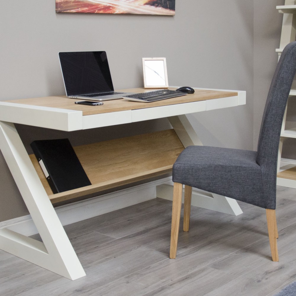 Z Painted Computer Desk with Natural Oak Top Z Painted Computer Desk with Natural Oak Top