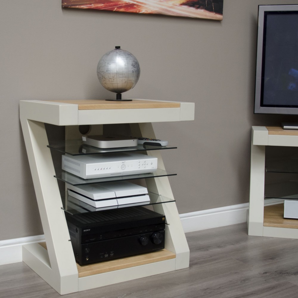 Z Painted Hifi Unit Cabinet with Natural Oak Top Z Painted Hifi Unit Cabinet with Natural Oak Top