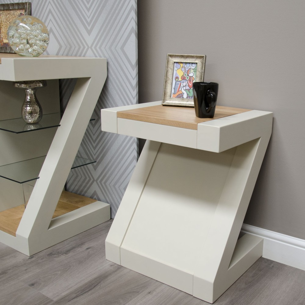 Z Painted Lamp Table with Natural Oak Top Z Painted Lamp Table with Natural Oak Top