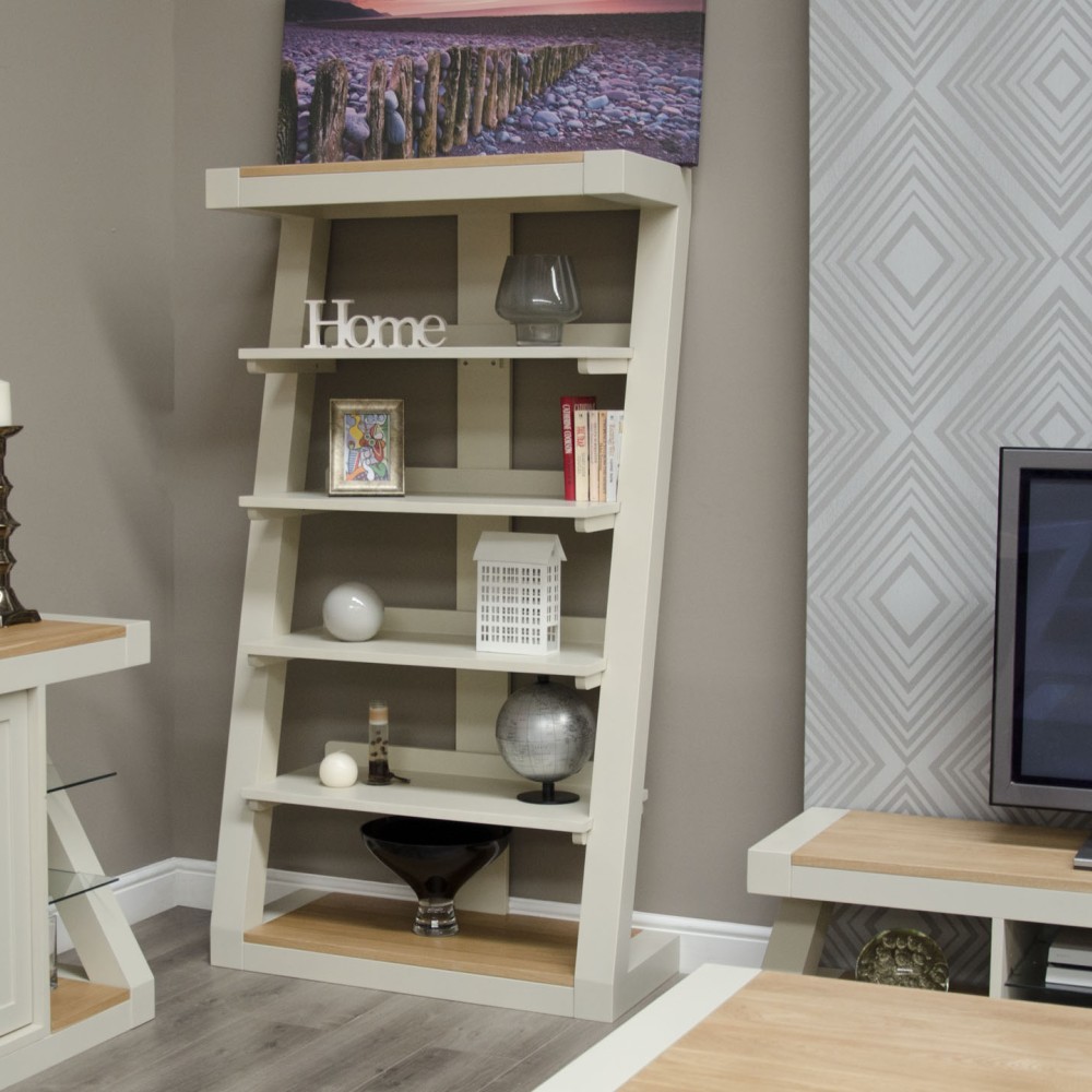 Z Painted Large Bookcase with Natural Oak Top Z Painted Large Bookcase with Natural Oak Top