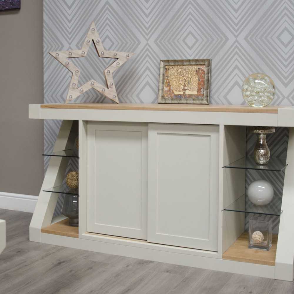 Z Painted Large Sideboard with Natural Oak Top Z Painted Large Sideboard with Natural Oak Top
