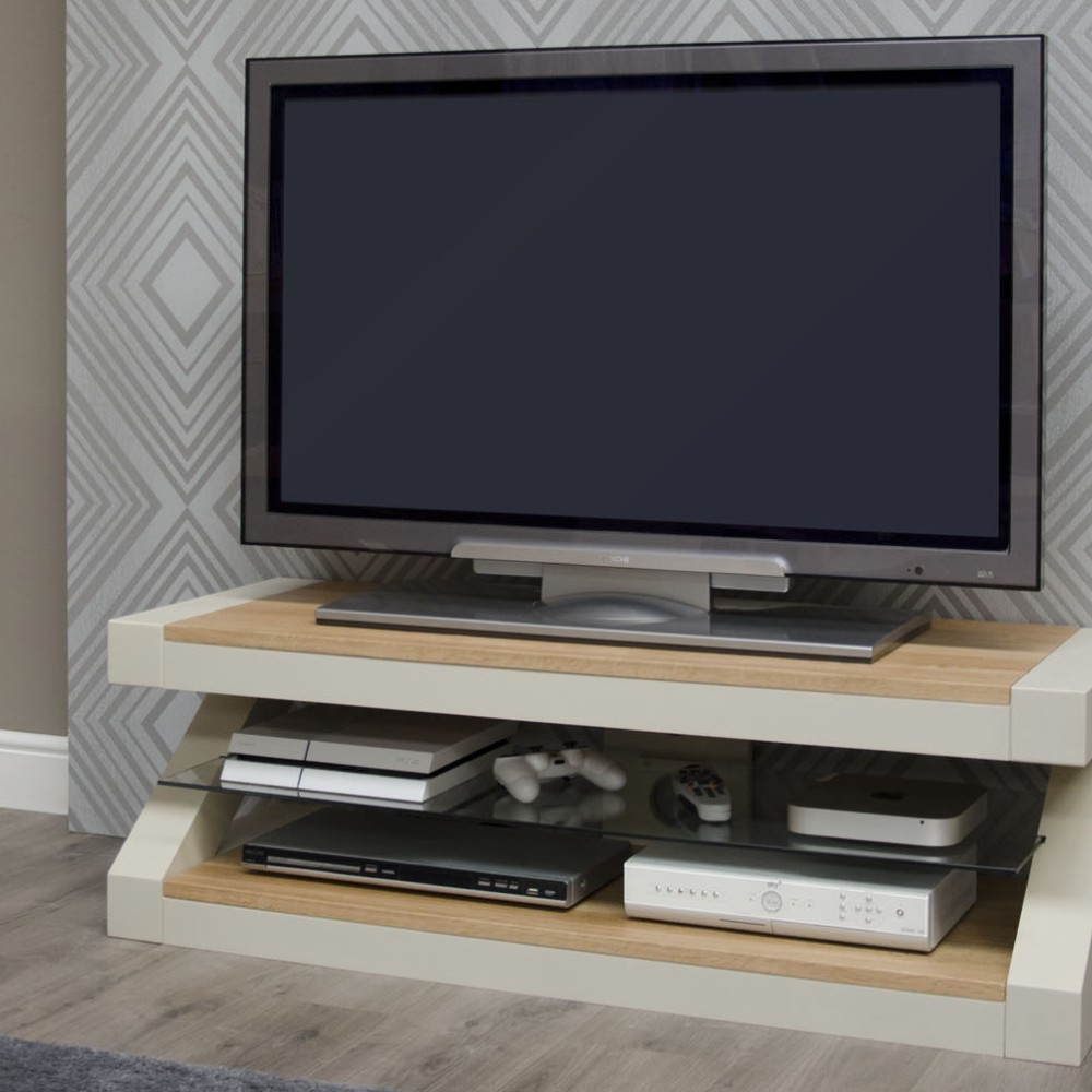 Z Painted Plasma TV Cabinet with Natural Oak Top Z Painted Plasma TV Cabinet with Natural Oak Top