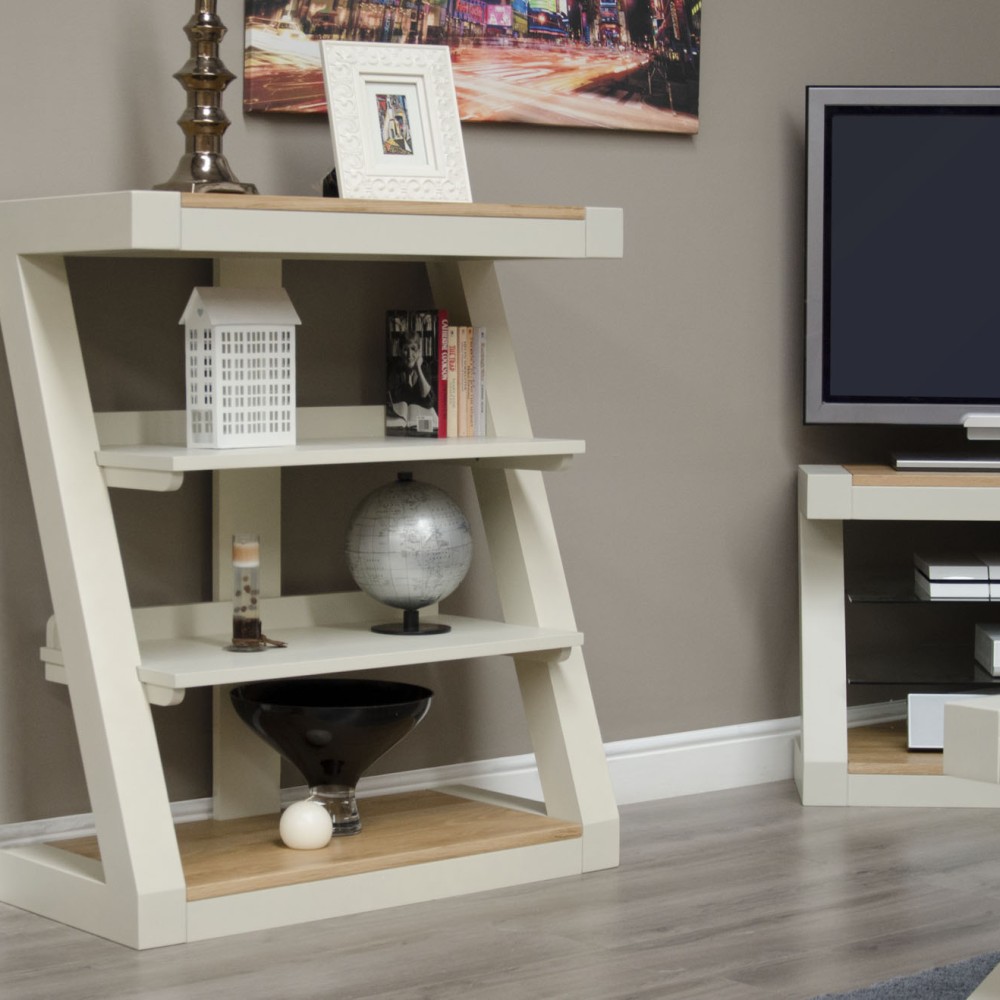 Z Painted Small Bookcase with Natural Oak Top Z Painted Small Bookcase with Natural Oak Top