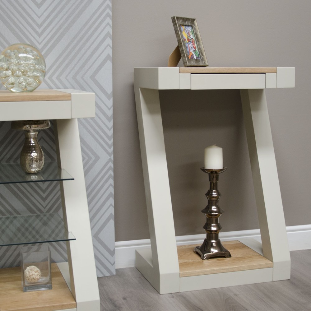 Z Painted Small Hall Table with Natural Oak Top Z Painted Small Hall Table with Natural Oak Top