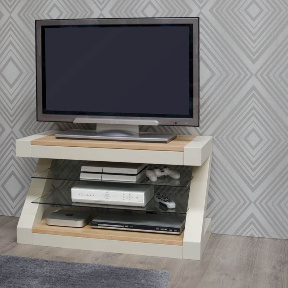 Z Painted TV Cabinet with Natural Oak Top Z Painted TV Cabinet with Natural Oak Top