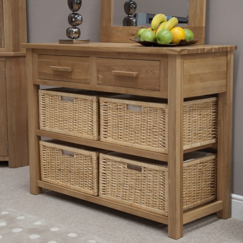 Opus Modern Oak Basket Console Table