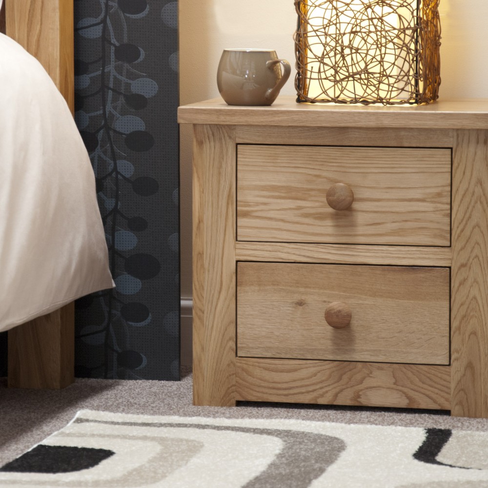 Torino Contemporary Oak 2 Drawer Narrow Bedside Torino Contemporary Oak 2 Drawer Narrow Bedside