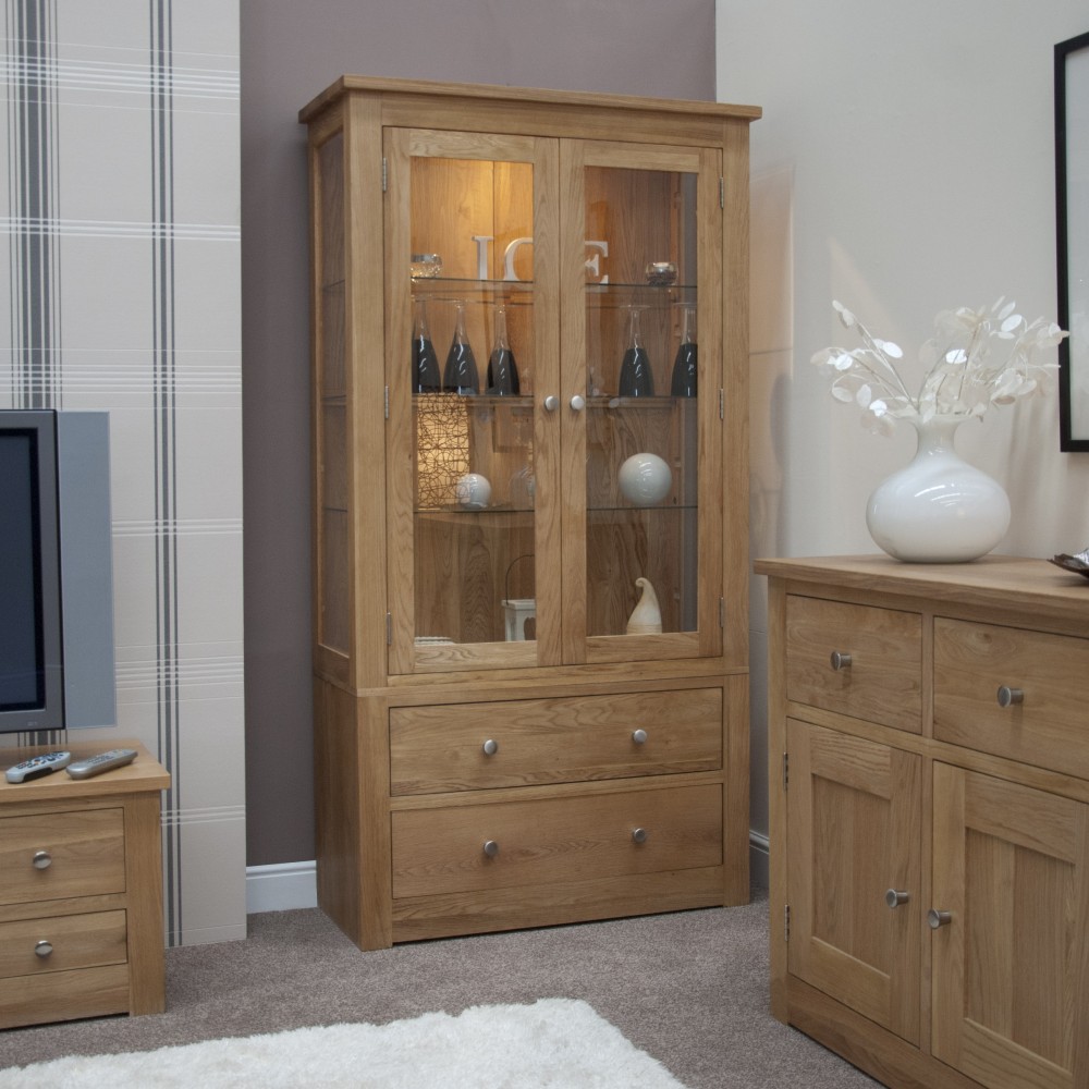Torino Contemporary Oak Glass Display Cabinet Torino Contemporary Oak Glass Display Cabinet