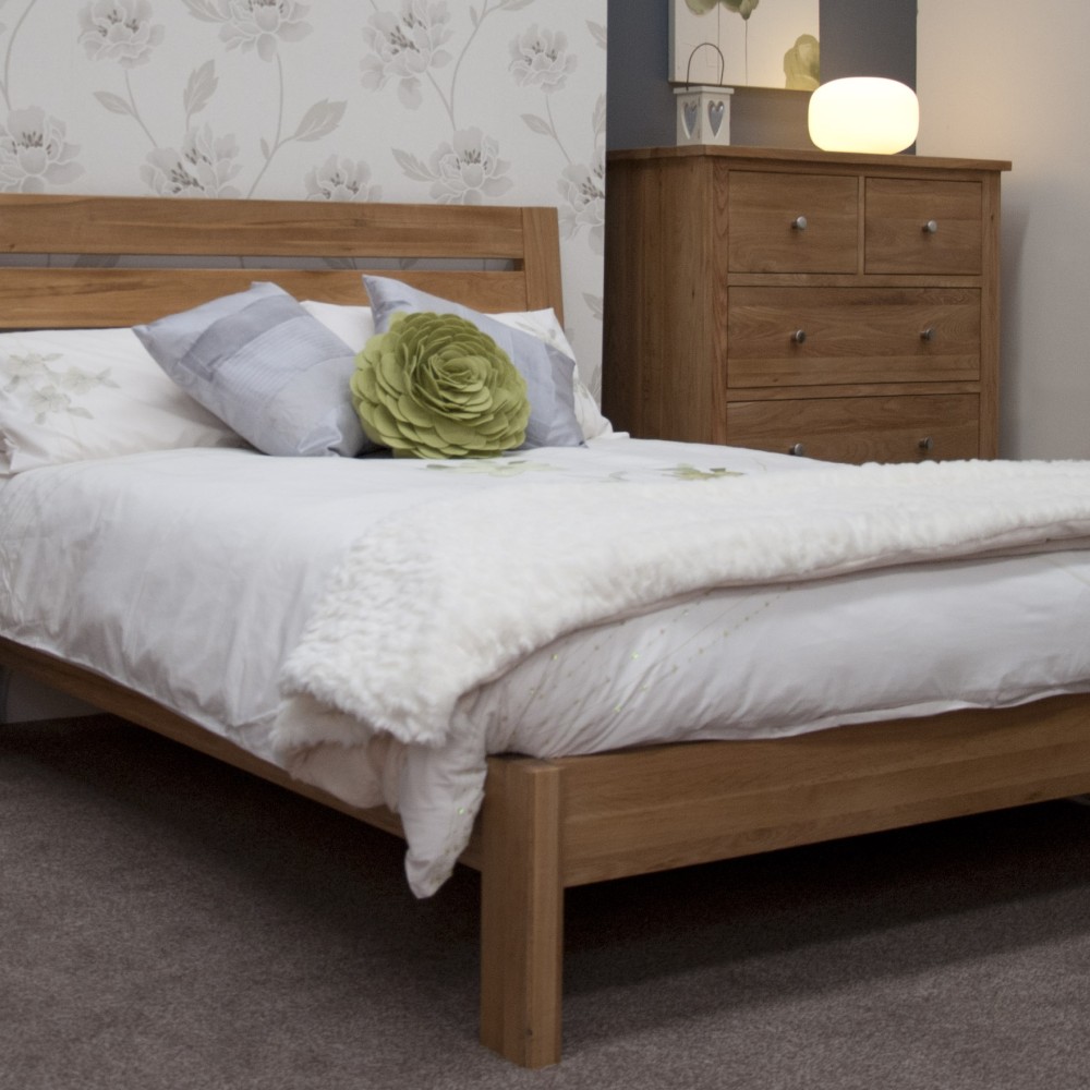 Torino Contemporary Oak Kingsize Slatted Bed