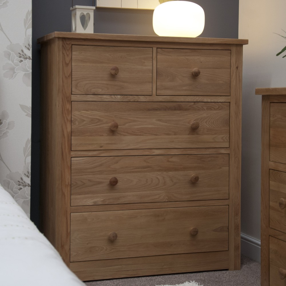 Torino Contemporary Oak WIDE 2 Over 3 Drawer Chest Torino Contemporary Oak WIDE 2 Over 3 Drawer Chest
