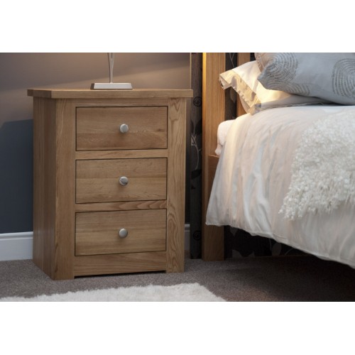 Torino Contemporary Oak 3 Drawer Narrow Bedside Cabinet Torino Contemporary Oak 3 Drawer Narrow Bedside Cabinet