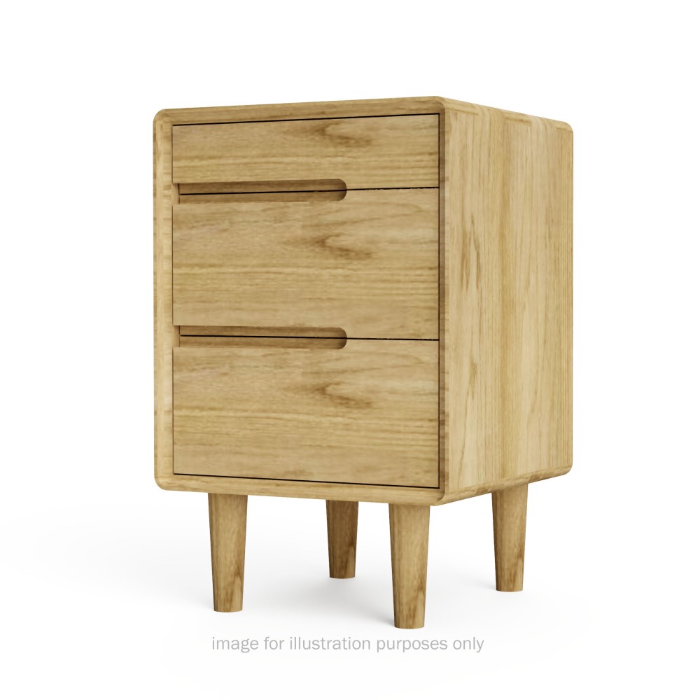 Scandic Oak 3 Drawer Bedside