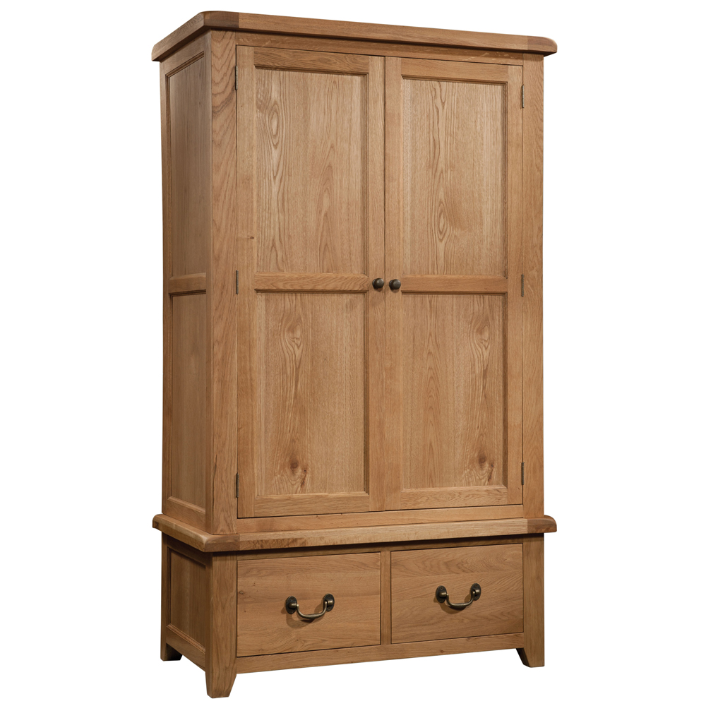 Somerset Oak Gents Wardrobe With 2 Drawers