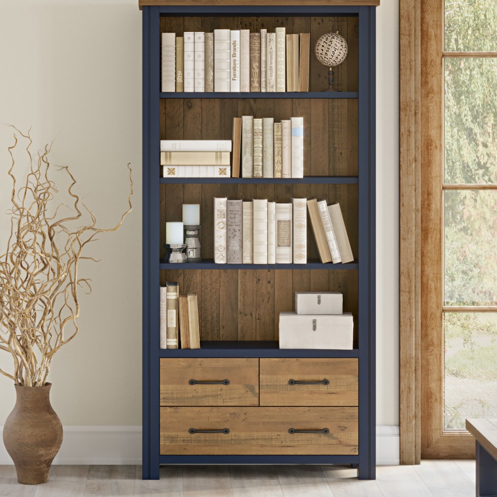 Splash of Blue - Large Open Bookcase with Drawers Splash of Blue - Large Open Bookcase with Drawers
