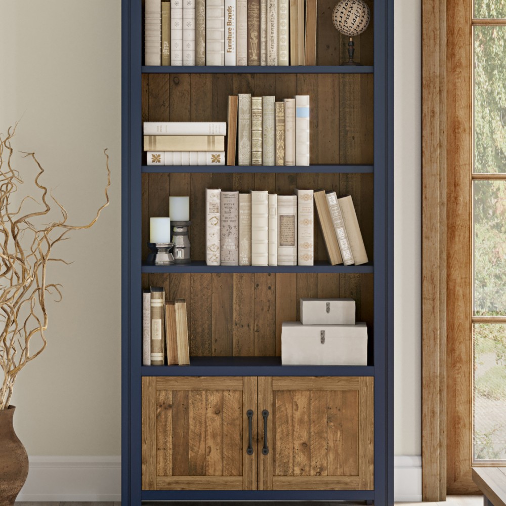 Splash of Blue - Large Open Bookcase with Doors Splash of Blue - Large Open Bookcase with Doors