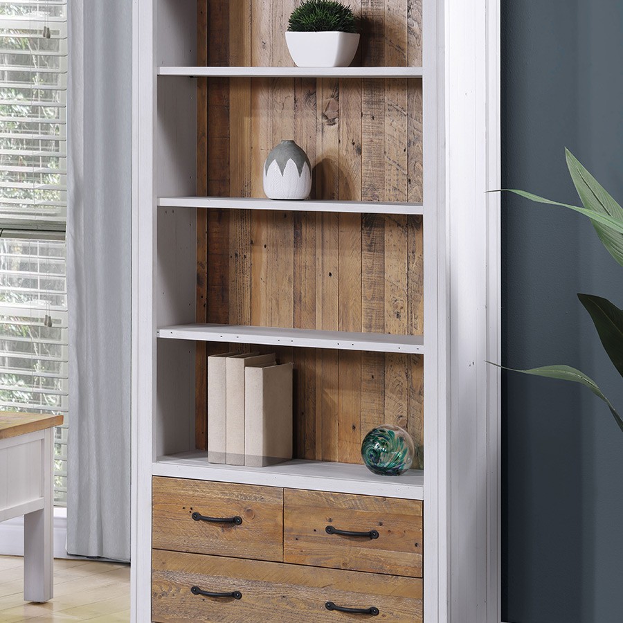 Splash of White - Large Open Bookcase with Drawers Splash of White - Large Open Bookcase with Drawers