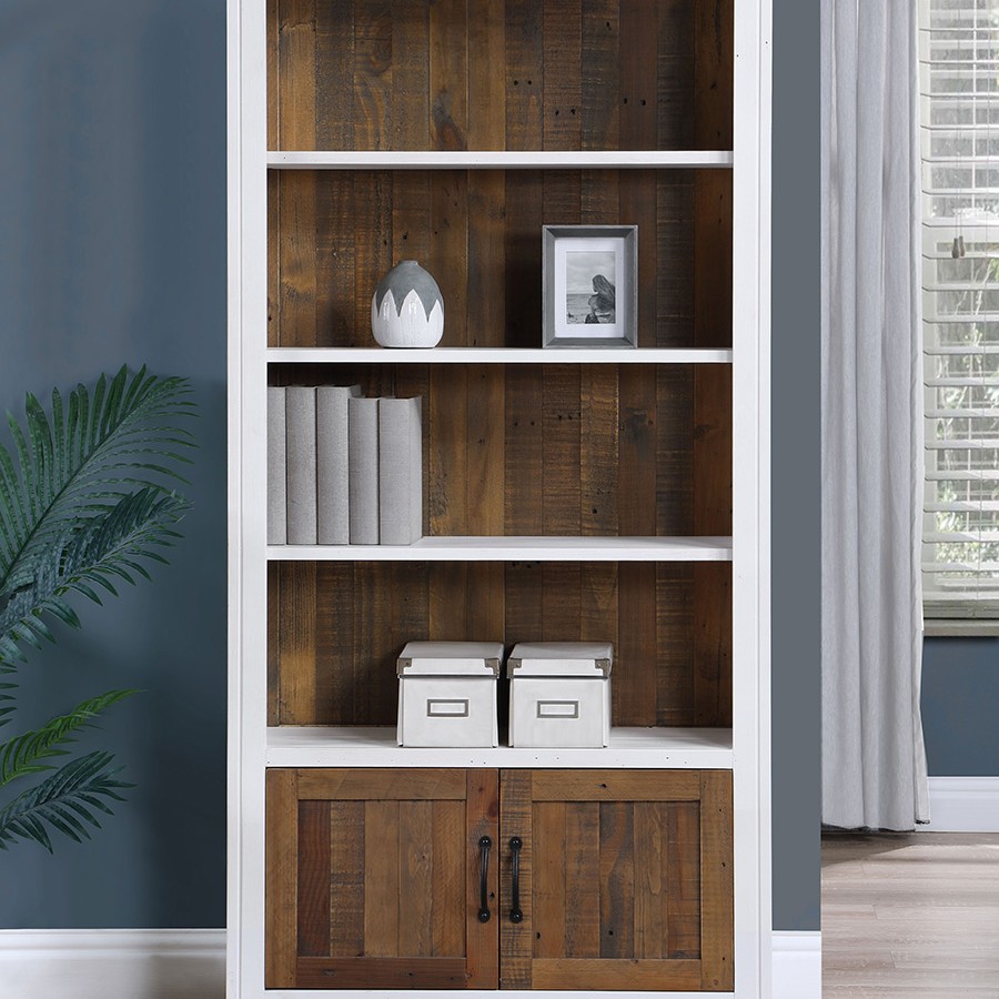 Splash of White - Large Open Bookcase with Doors Splash of White - Large Open Bookcase with Doors