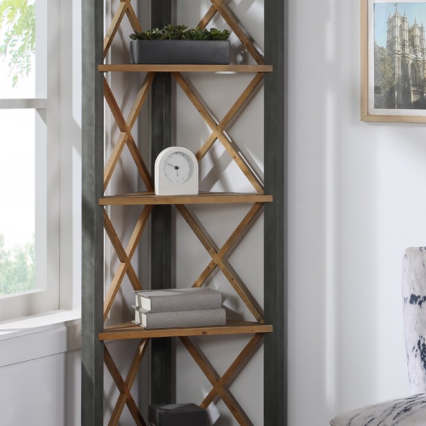 Urban Elegance - Reclaimed Large Corner Bookcase Urban Elegance - Reclaimed Large Corner Bookcase