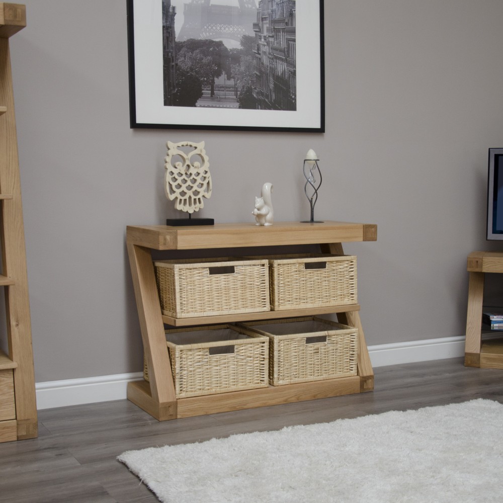 Z Oak Designer Basket Console Table Z Oak Designer Basket Console Table