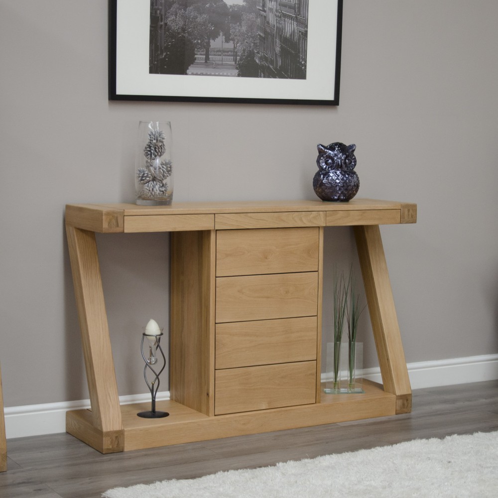 Z Oak Designer Wide Drawer Hall Console Table Z Oak Designer Wide Drawer Hall Console Table