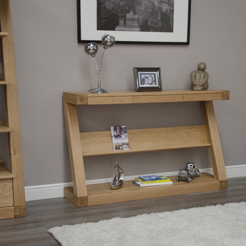 Z Oak Designer Wide Shelf Hall Console Table Z Oak Designer Wide Shelf Hall Console Table