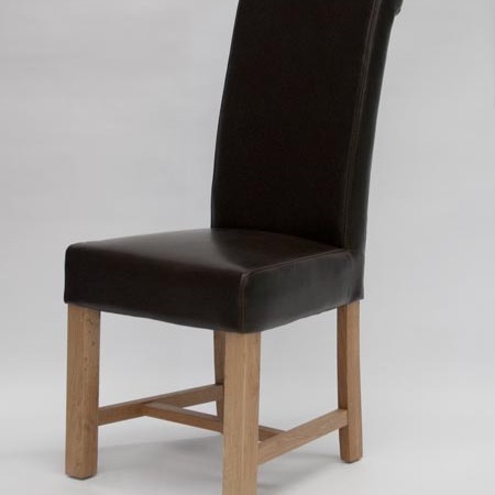 Louisa Chunky Brown Leather Oak Dining Chair Louisa Chunky Brown Leather Oak Dining Chair