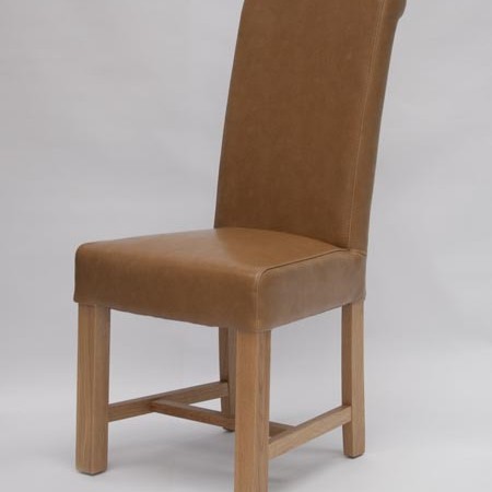 Louisa Chunky Tan Leather Oak Dining Chair Louisa Chunky Tan Leather Oak Dining Chair