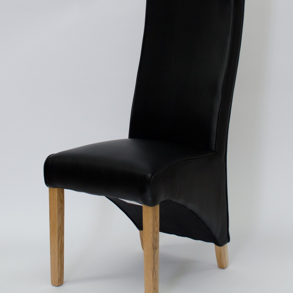 Wave Noir Leather Oak Dining Chair Wave Noir Leather Oak Dining Chair