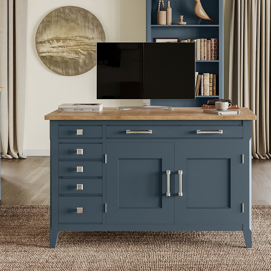 Signature Blue Hidden Home Office Desk Signature Blue Hidden Home Office Desk