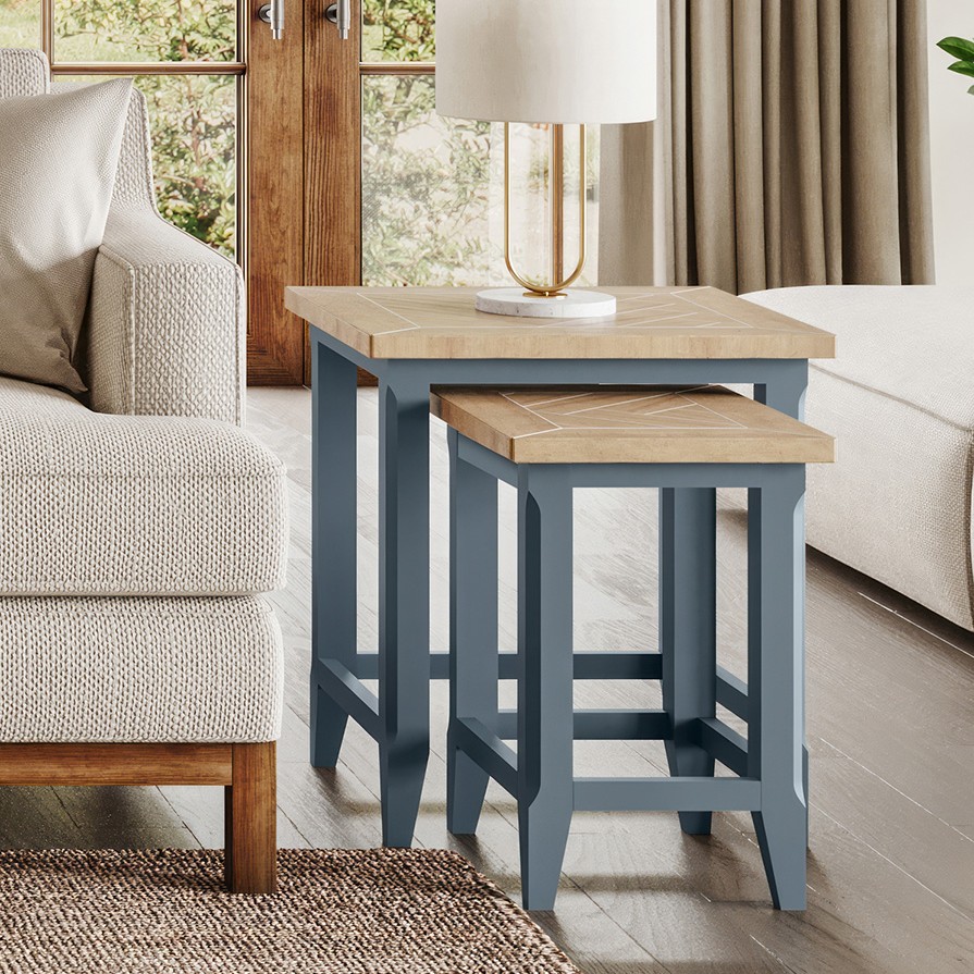 Signature Blue Nest of Two Tables Signature Blue Nest of Two Tables