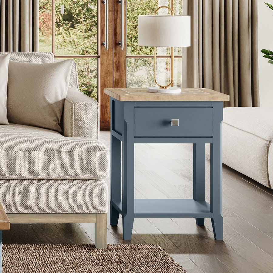 Signature Blue One Drawer Lamp Table Signature Blue One Drawer Lamp Table